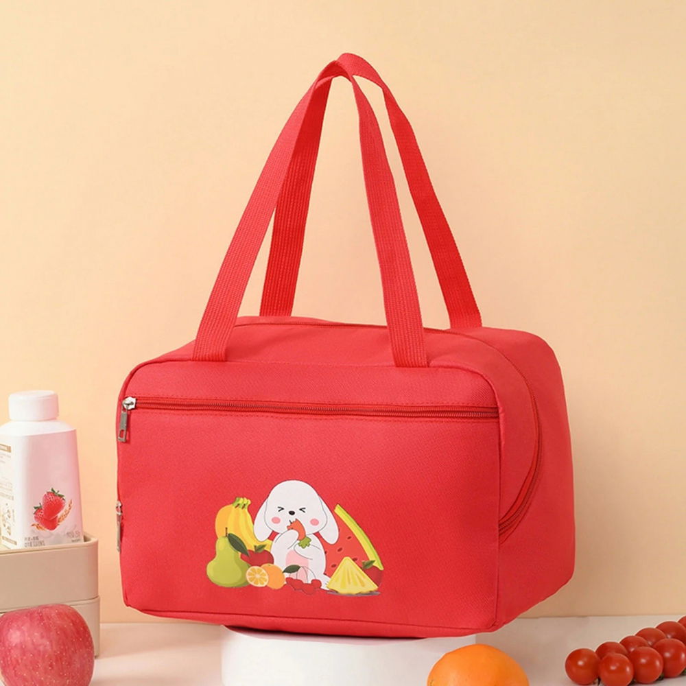 Geanta termo-izolanta, compartimente telefon si tacamuri, multifunctionala, impermeabila, 30x21x20 cm, design iepuras, rosu [2]