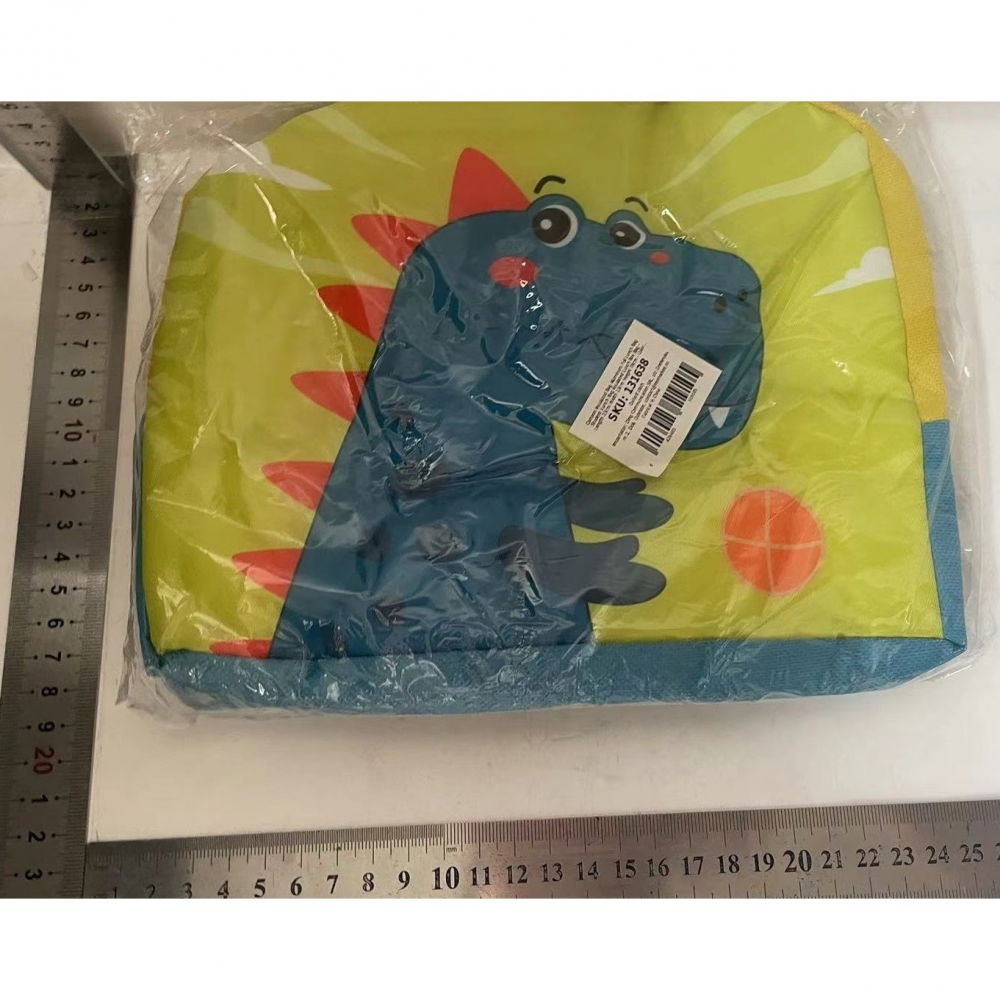 Geanta termoizolanta pentru copii, 23x13x19 cm, model imprimeu dinozaur, din folie de aluminiu si panza oxford, albastru/galben [2]