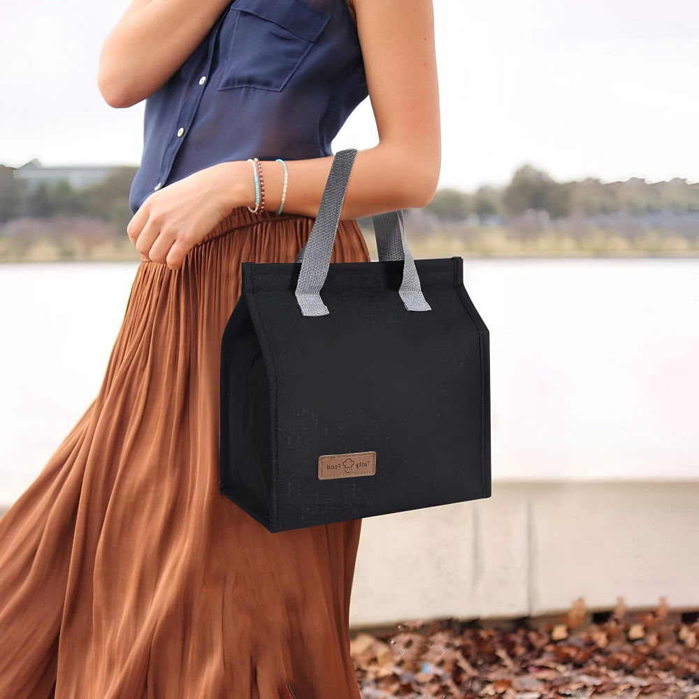 Geanta termoizolanta tip bento bag  camping cooler, aluminiu, 22.5x13x25,5 cm, 3.3 l, negru [4]