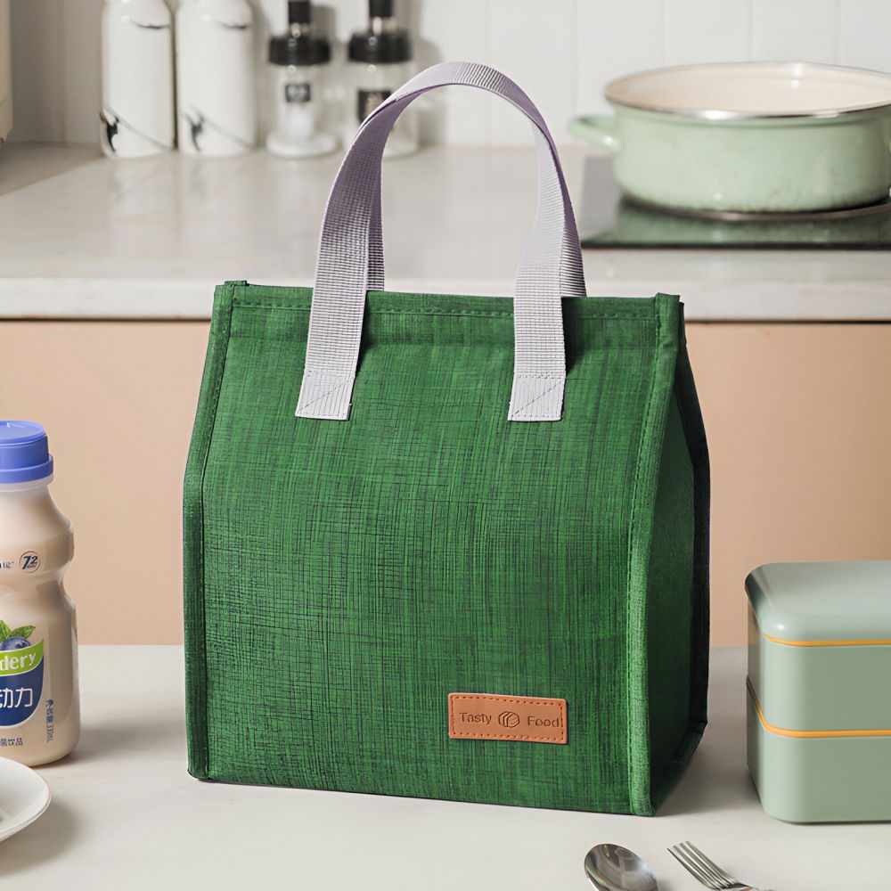 Geanta termoizolanta tip bento bag  camping cooler, aluminiu, 22.5x13x25,5 cm, 3.3 l, verde [2]