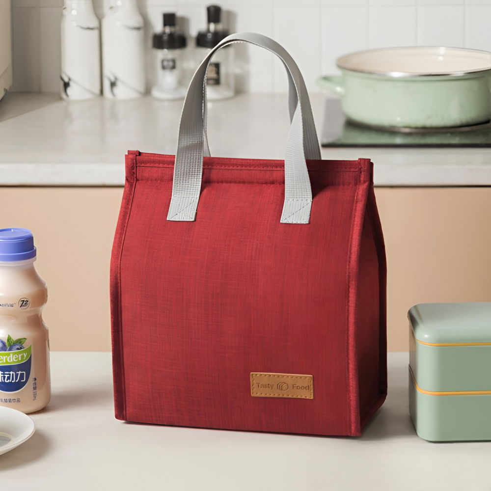 Geanta termoizolanta tip bento bag  camping cooler, aluminiu, 22.5x13x25,5 cm, 3.3 l, visiniu [2]