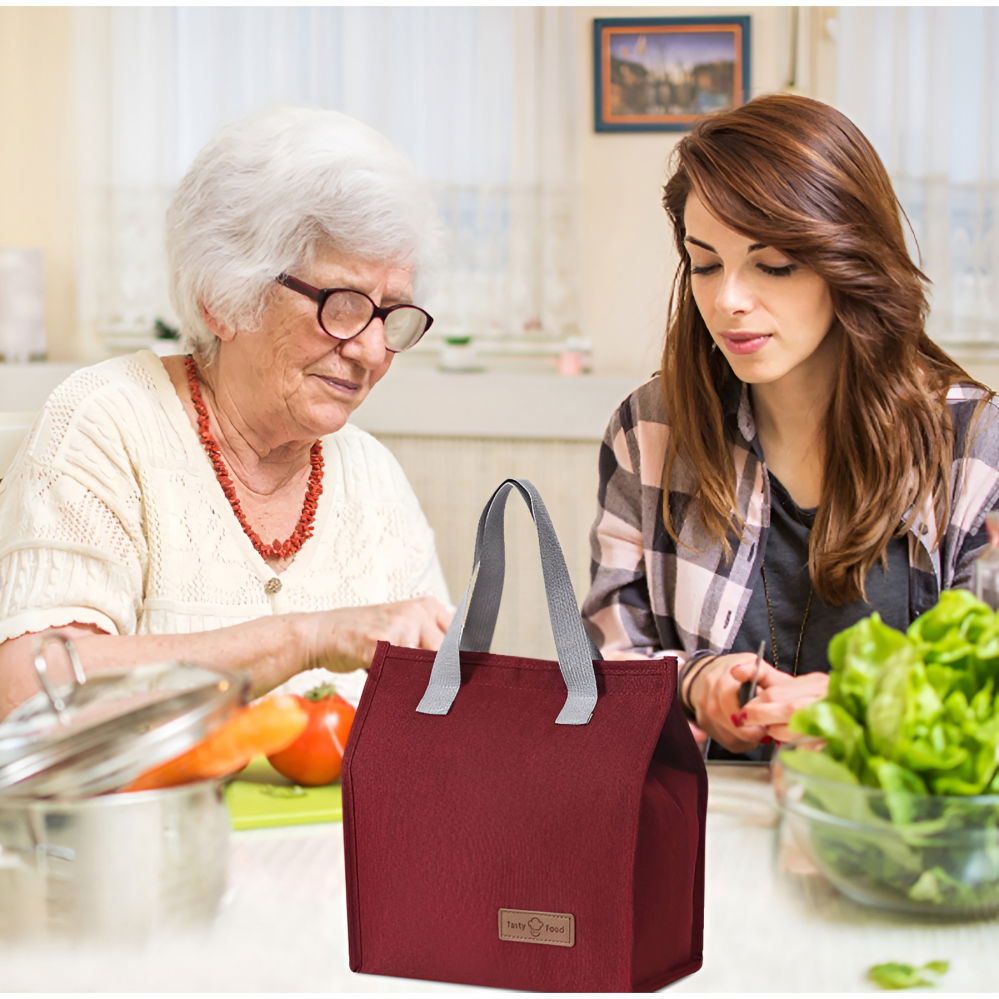 Geanta termoizolanta tip bento bag  camping cooler, aluminiu, 22.5x13x25,5 cm, 3.3 l, visiniu [5]