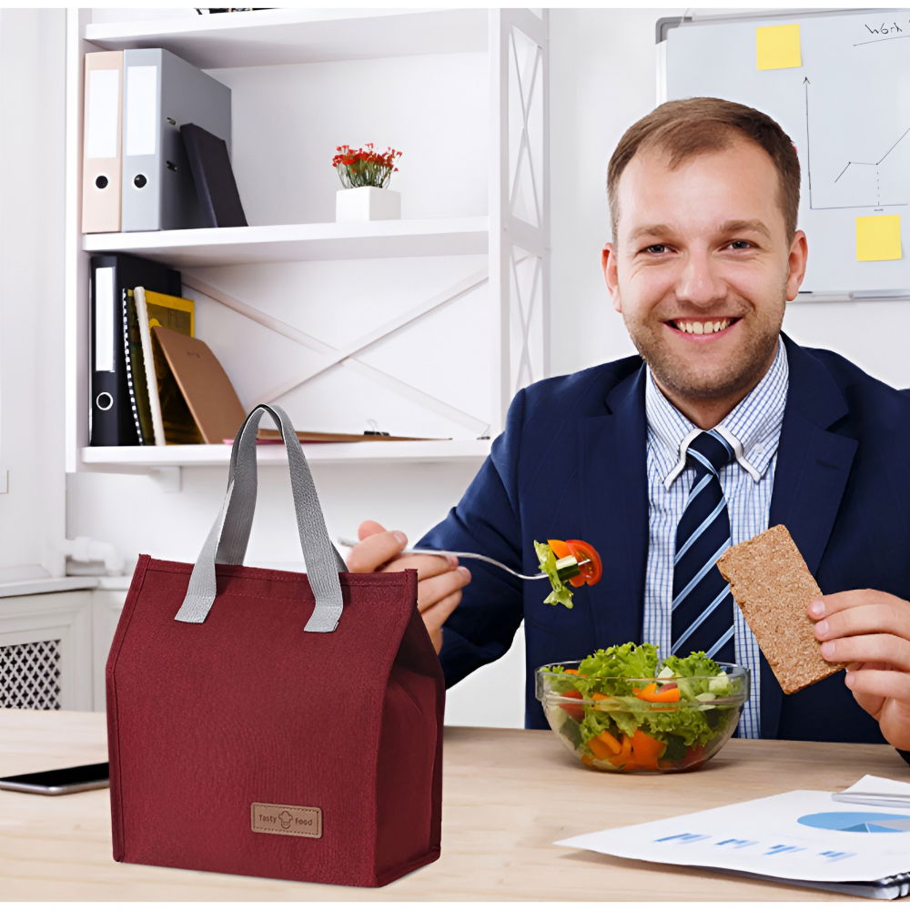 Geanta termoizolanta tip bento bag  camping cooler, aluminiu, 22.5x13x25,5 cm, 3.3 l, visiniu [3]