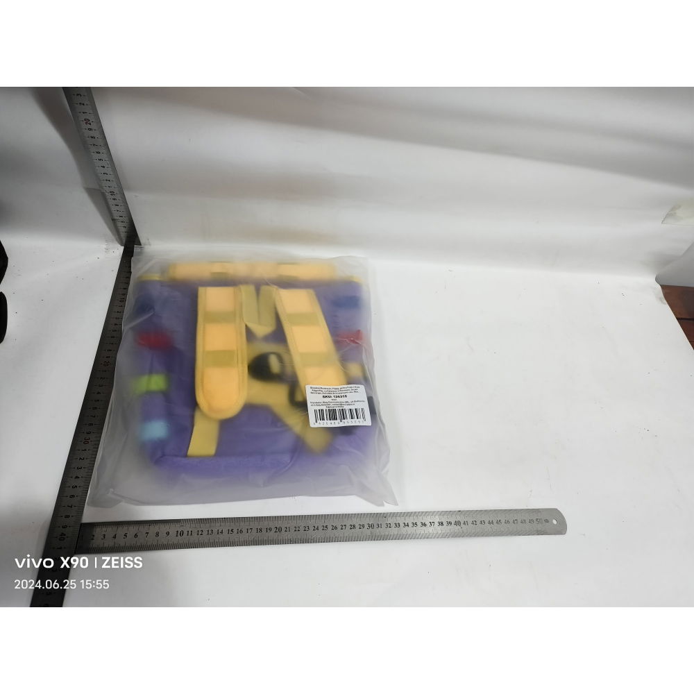 Ghiozdan montessori, pentru copii 2-6 ani, fidget pop, cu catarame si fermoare, jucarii senzoriale, activitate de invatare prin joc, mov, 0.25 kg, 28x10x23 cm [6]