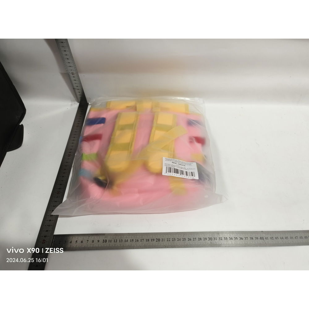 Ghiozdan montessori, pentru copii 2-6 ani, fidget pop, cu catarame si fermoare, jucarii senzoriale, activitate de invatare prin joc, roz, 0.25 kg, 28x10x23 cm [6]