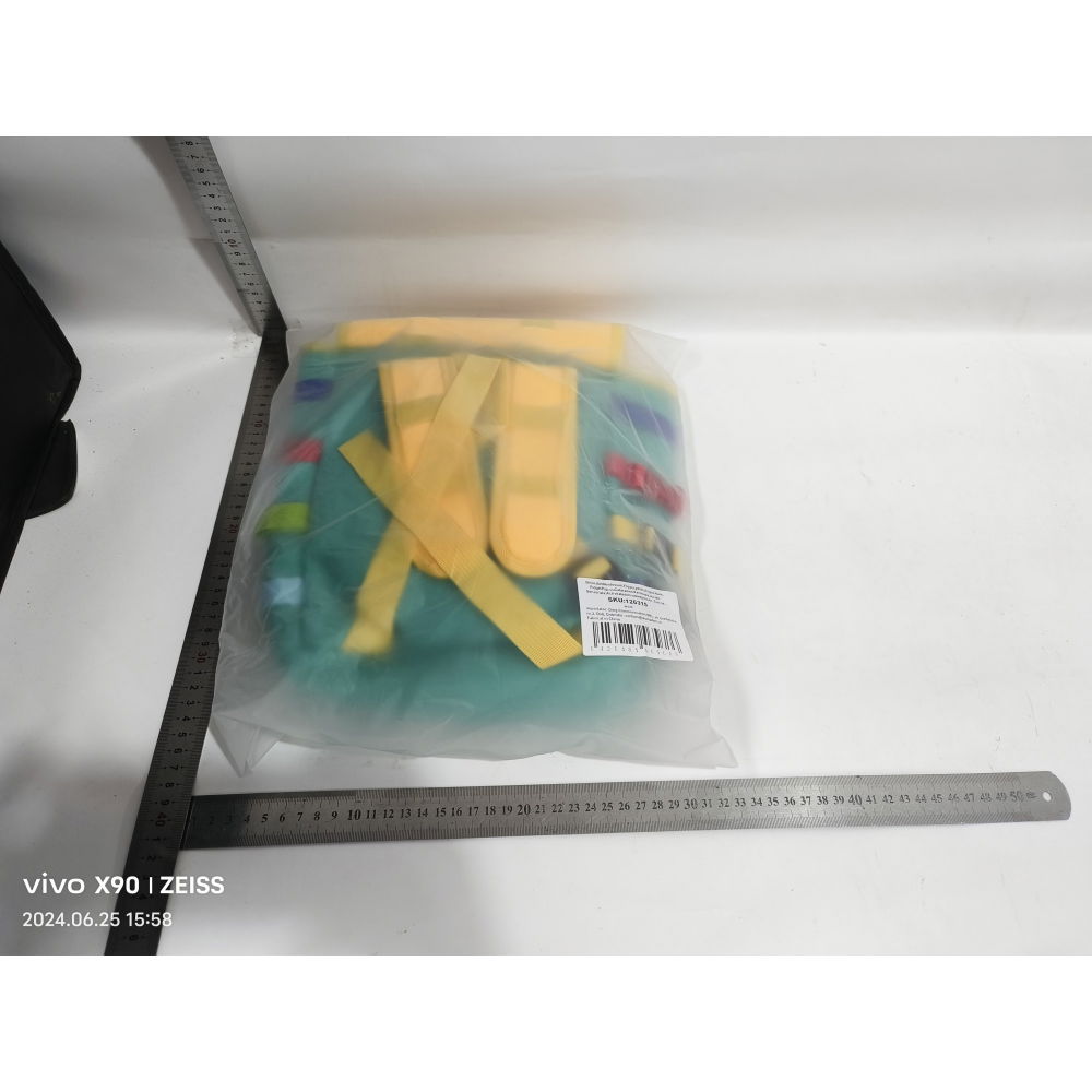 Ghiozdan montessori, pentru copii 2-6 ani, fidget pop, cu catarame si fermoare, jucarii senzoriale, activitate de invatare prin joc, turcoaz, 0.25 kg, 28x10x23 cm [8]