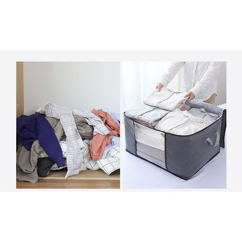 Husa de depozitare, intrebuintare multipla, pliabila, cu fermoar bidirectional si fereastra laterala transparenta, lavabila, 50x48x28 cm, gri [5]