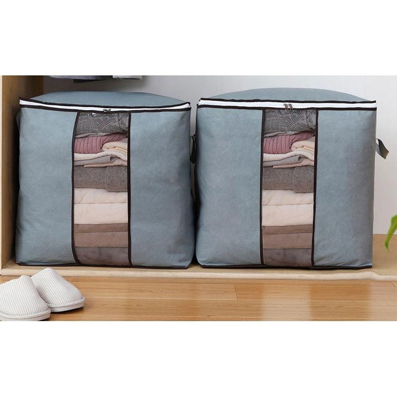 Husa de depozitare, intrebuintare multipla, pliabila, cu fermoar bidirectional si fereastra laterala transparenta, lavabila, 50x48x28 cm, gri [4]