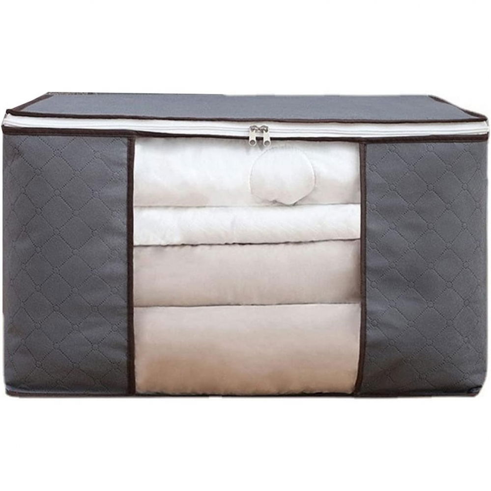 Husa de depozitare, intrebuintare multipla, pliabila, cu fermoar bidirectional si fereastra laterala transparenta, lavabila, 60x40x35 cm, gri [1]