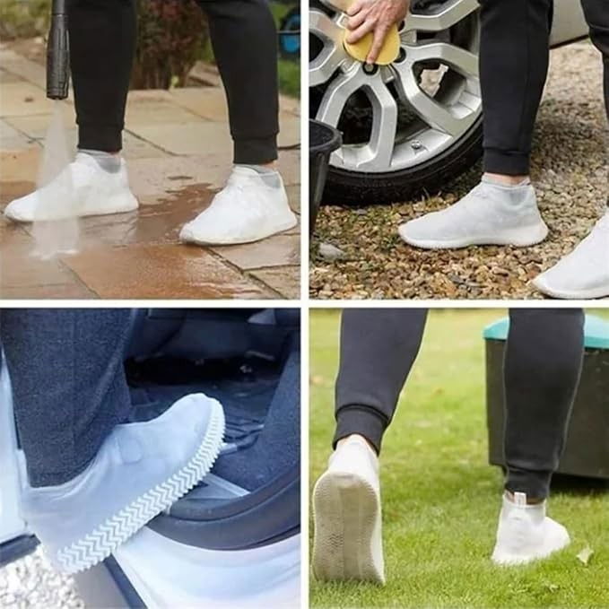 Husa incaltaminte, impermeabila, antiderapanta, din latex, 13 x 13 x 2 cm, marime m 34-40 cm, alb [3]