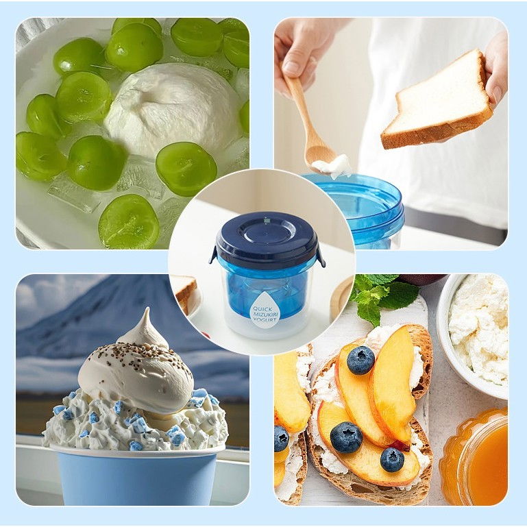 Kit presa pentru branza, filtru de iaurt, strecuratoare de iaurt grecesc, filtru de lapte, 15x14x15 cm, albastru [4]