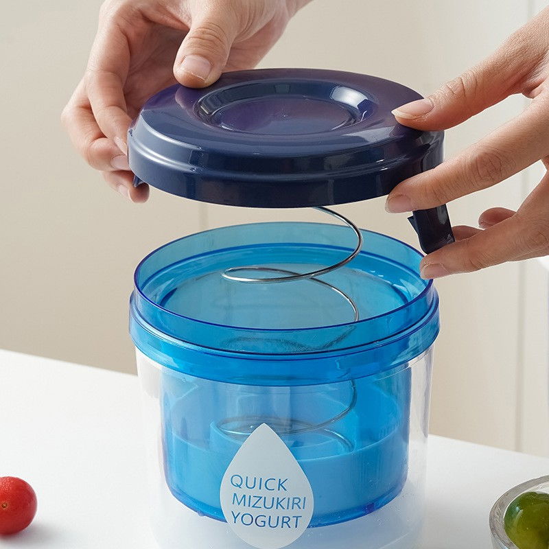 Kit presa pentru branza, filtru de iaurt, strecuratoare de iaurt grecesc, filtru de lapte, 15x14x15 cm, albastru [10]