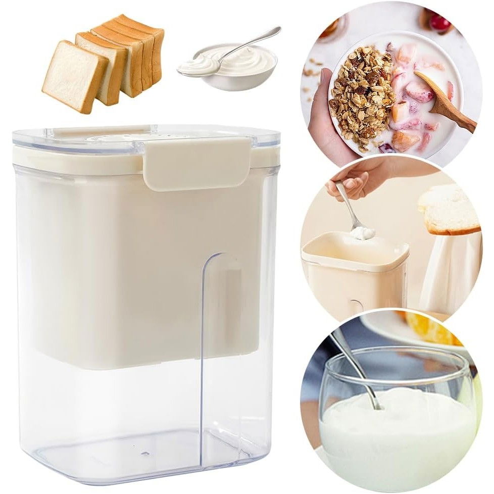 Kit presa pentru branza, filtru de iaurt, strecuratoare de iaurt grecesc, filtru de lapte, 18x9.7x13 cm, lingura alba 20x1.6 cm, alb [7]