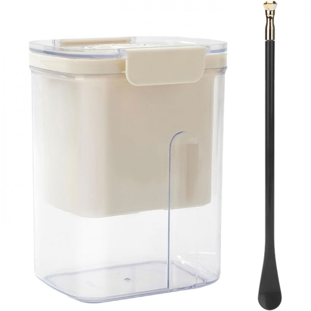 Kit presa pentru branza, filtru de iaurt, strecuratoare de iaurt grecesc, filtru de lapte, 18x9.7x13 cm, lingura neagra 20x1.6 cm, alb [3]