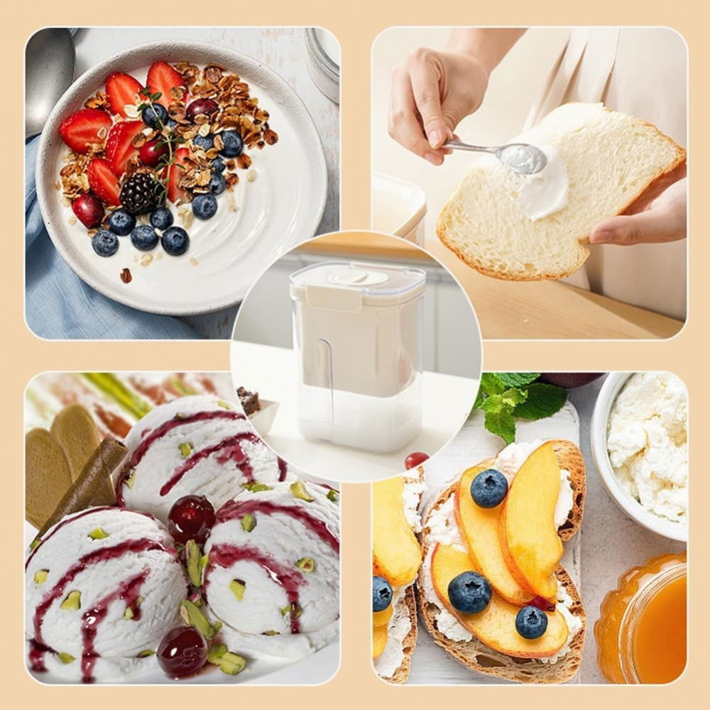 Kit presa pentru branza, filtru de iaurt, strecuratoare de iaurt grecesc, filtru de lapte, 18x9.7x13 cm, lingura verde 20x1.6 cm, alb [8]