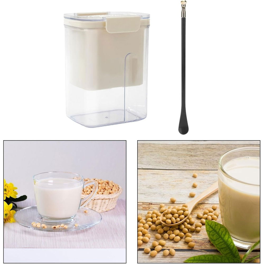 Kit presa pentru branza, filtru de iaurt, strecuratoare de iaurt grecesc, filtru de lapte, 18x9.7x13 cm, lingura verde 20x1.6 cm, alb [4]