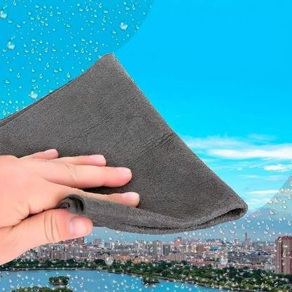 Laveta magica din microfibra, pentru stergerea sticlei, fara scame, absorbanta, 20x30 cm, gri [2]