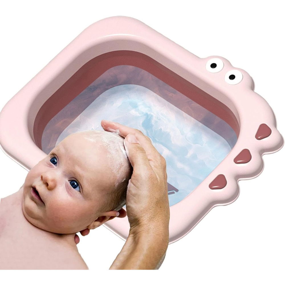 Lavoar pliabil, pentru copii, din pp/tpe, portabil, model crocodil, 30x24.5x9 cm, roz [3]