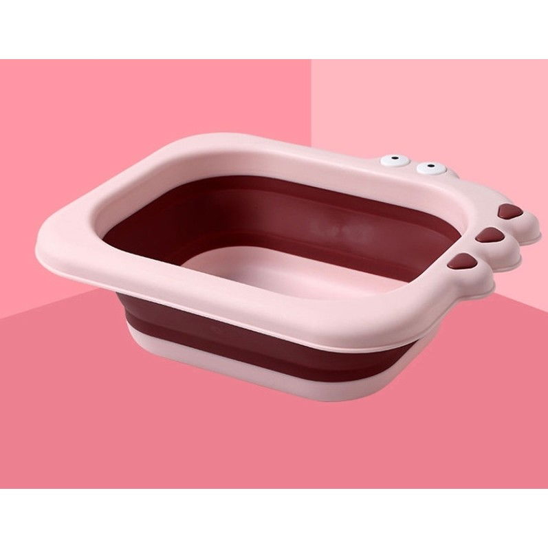 Lavoar pliabil, pentru copii, din pp/tpe, portabil, model crocodil, 30x24.5x9 cm, roz [2]