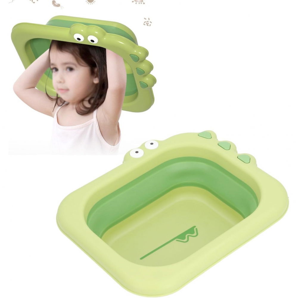 Lavoar pliabil, pentru copii, din pp/tpe, portabil, model crocodil, 30x24.5x9 cm, verde [4]