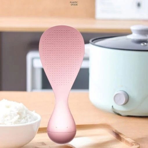 Lingura de orez termorezistenta, roz, cu baza antialunecare, perfecta pentru preparare si servire [3]
