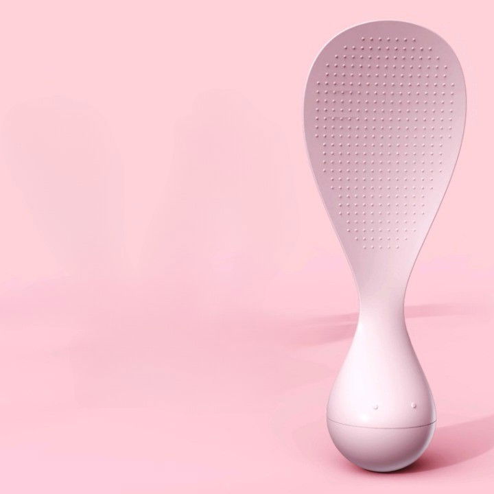 Lingura de orez termorezistenta, roz, cu baza antialunecare, perfecta pentru preparare si servire [4]