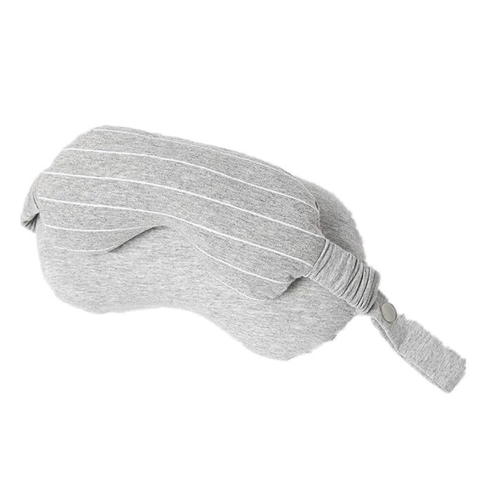 Masca de dormit, 2 in 1, cu tetiera, din particule de spuma si bumbac, gri deschis [2]