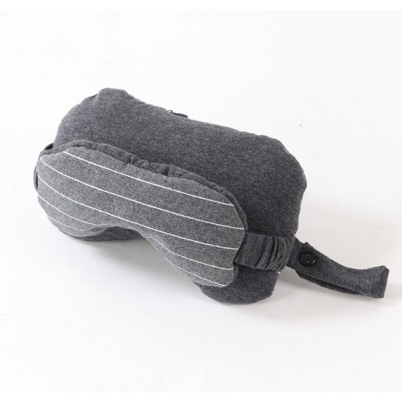 Masca de dormit, 2 in 1, cu tetiera, din particule de spuma si bumbac, gri inchis [3]