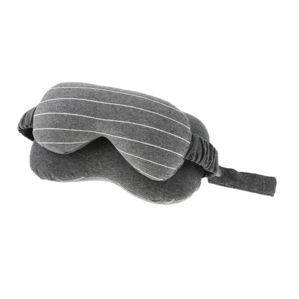 Masca de dormit, 2 in 1, cu tetiera, din particule de spuma si bumbac, gri inchis [6]