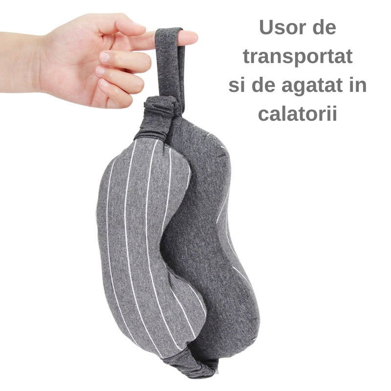 Masca de dormit, 2 in 1, cu tetiera, din particule de spuma si bumbac, gri inchis [5]