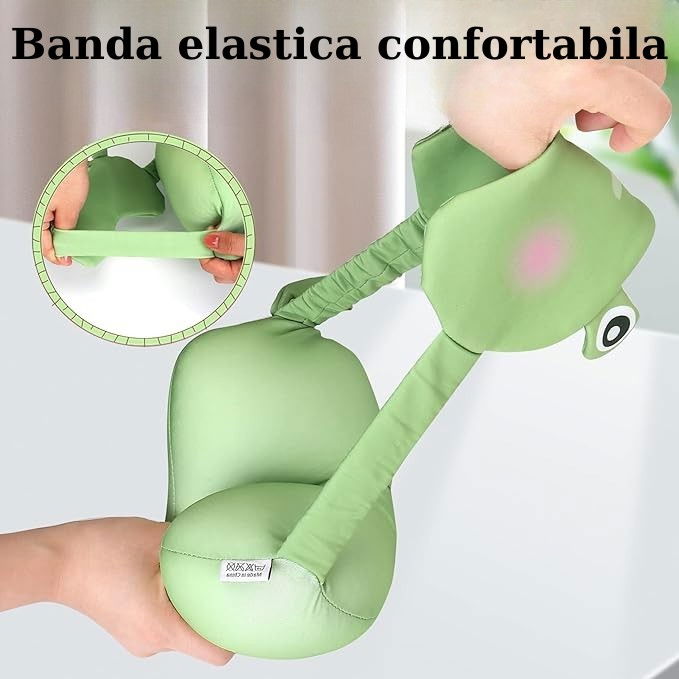 Masca de dormit, 2 in 1, cu tetiera, din particule de spuma si bumbac, model broasca ,verde [4]