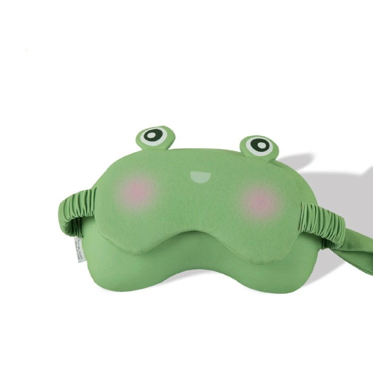 Masca de dormit, 2 in 1, cu tetiera, din particule de spuma si bumbac, model broasca ,verde [6]