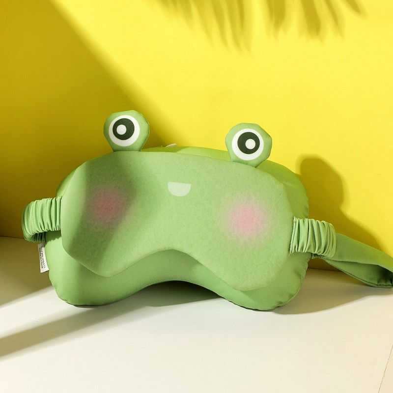 Masca de dormit, 2 in 1, cu tetiera, din particule de spuma si bumbac, model broasca ,verde [8]