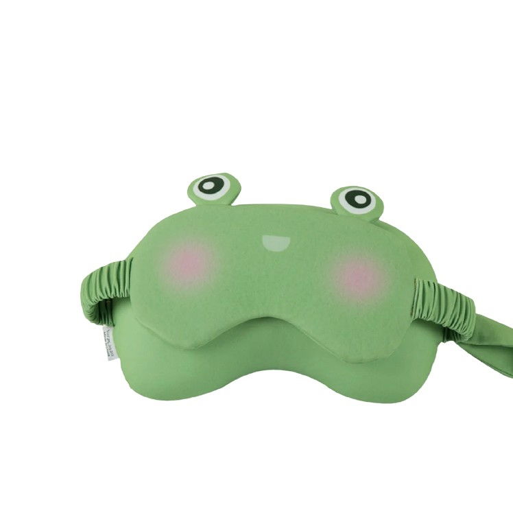 Masca de dormit, 2 in 1, cu tetiera, din particule de spuma si bumbac, model broasca ,verde [1]