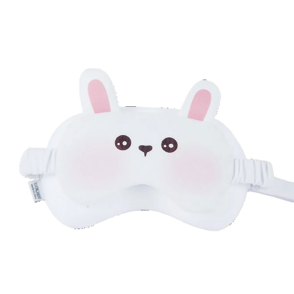 Masca de dormit, 2 in 1, cu tetiera, din particule de spuma si bumbac, model iepure, alb [2]