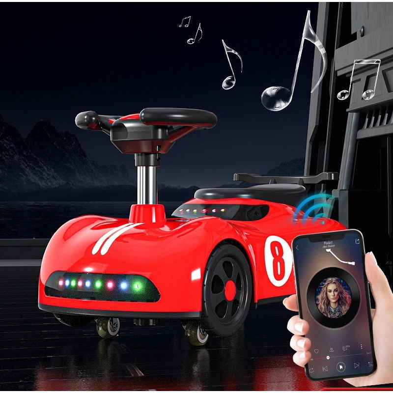 Masina pentru copii, 1-3 ani, impingere, bluetooth, muzica, din abs, 4 roti, inaltime sezut 22 cm, rosu [3]