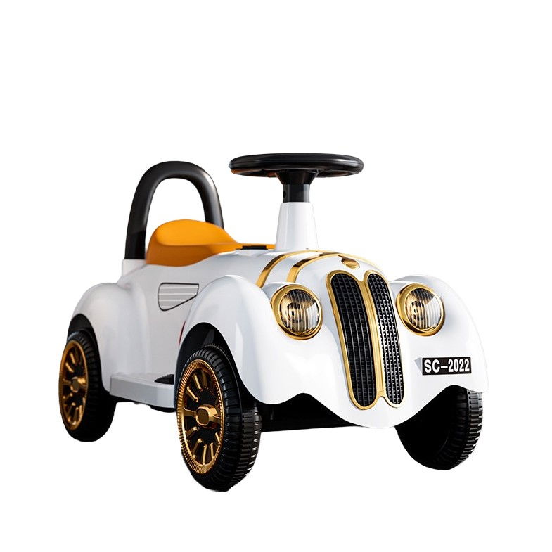 Masinuta electrica  model de epoca, cu acumulator, sistem anti-rasturnare, sistem de lumini si sunet, 1-5 ani, 75 x 36 x 45 cm, alb [3]