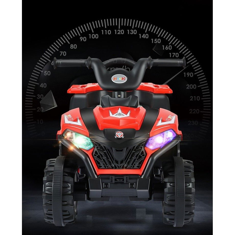 Masinuta electrica  pe 4 roti, tip atv, cu acumulator, sistem anti-rasturnare, sistem de lumini si sunet, 2-5 ani, 70 x 43 x 48 cm, rosu [13]