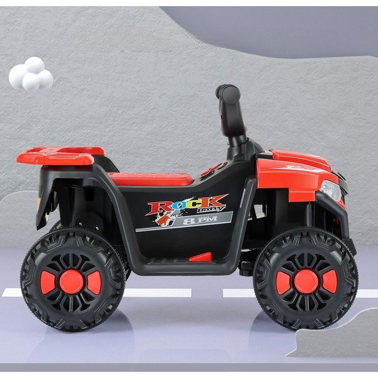 Masinuta electrica  pe 4 roti, tip atv, cu acumulator, sistem anti-rasturnare, sistem de lumini si sunet, 2-5 ani, 70 x 43 x 48 cm, rosu [10]