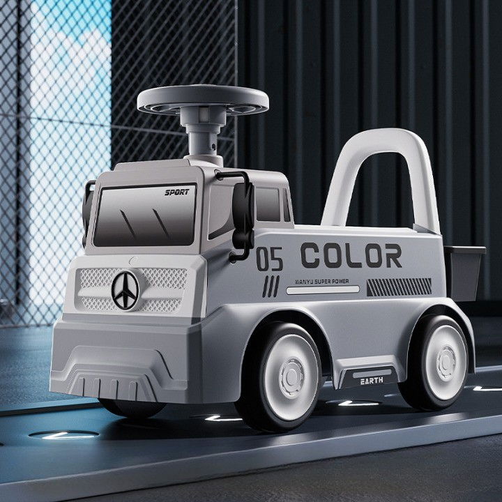 Mașinuță pentru copii, 3 ani, model camion, sport, claxon, cutie depozitare, 62x26x40 cm, gri [2]