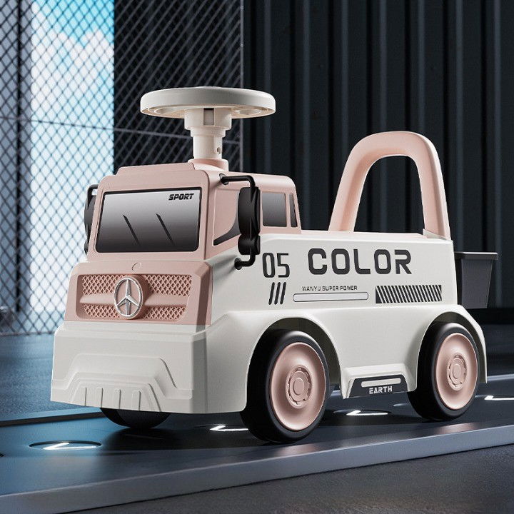 Mașinuță pentru copii, 3 ani, model camion, sport, claxon, cutie depozitare, 62x26x40 cm, roz [2]