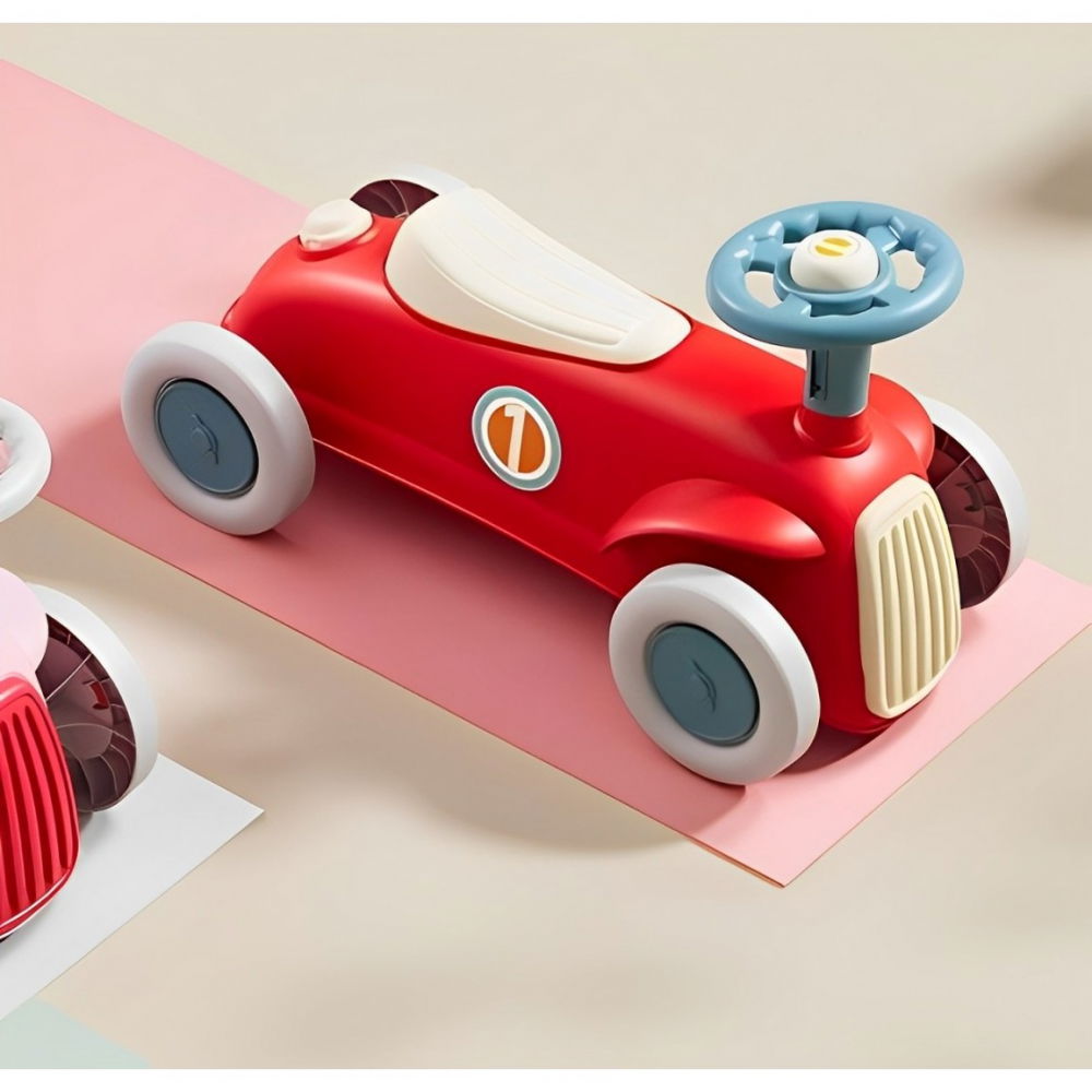 Masinuta ride-on  cu sistem anti-rasturnare, claxon pe volan, 1-6 ani, 60 x 28 x 34 cm, rosu-crem [4]