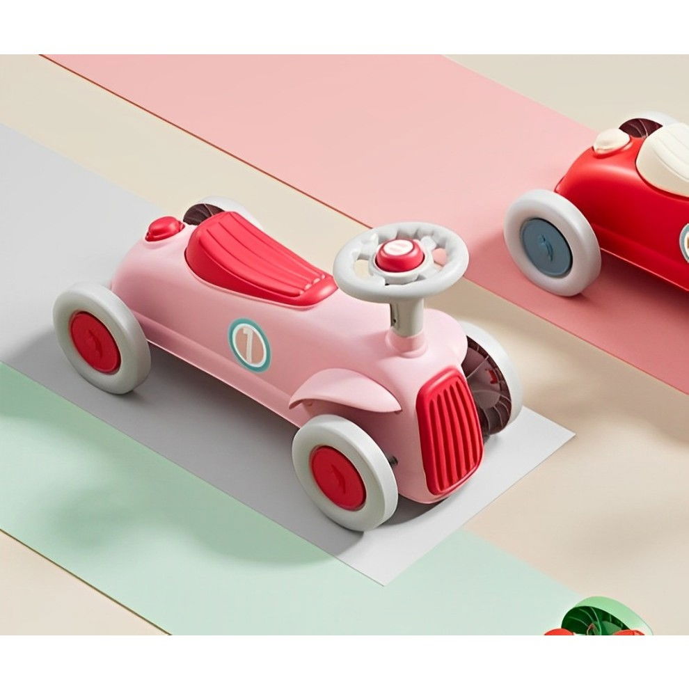 Masinuta ride-on  cu sistem anti-rasturnare, claxon pe volan, 1-6 ani, 60 x 28 x 34 cm, roz [4]