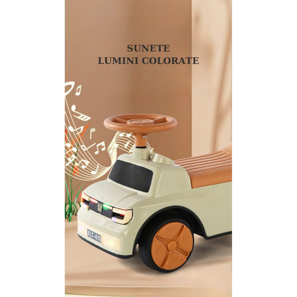 Masinuta ride-on  cu sistem anti-rasturnare, sistem de lumini si muzica, cutie de depozitare, 1-6 ani, 58 x 28 x 37 cm, maro [11]