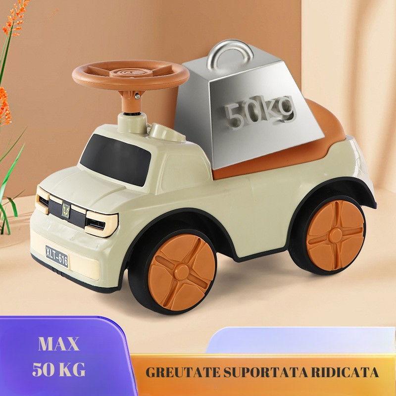 Masinuta ride-on  cu sistem anti-rasturnare, sistem de lumini si muzica, cutie de depozitare, 1-6 ani, 58 x 28 x 37 cm, maro [3]