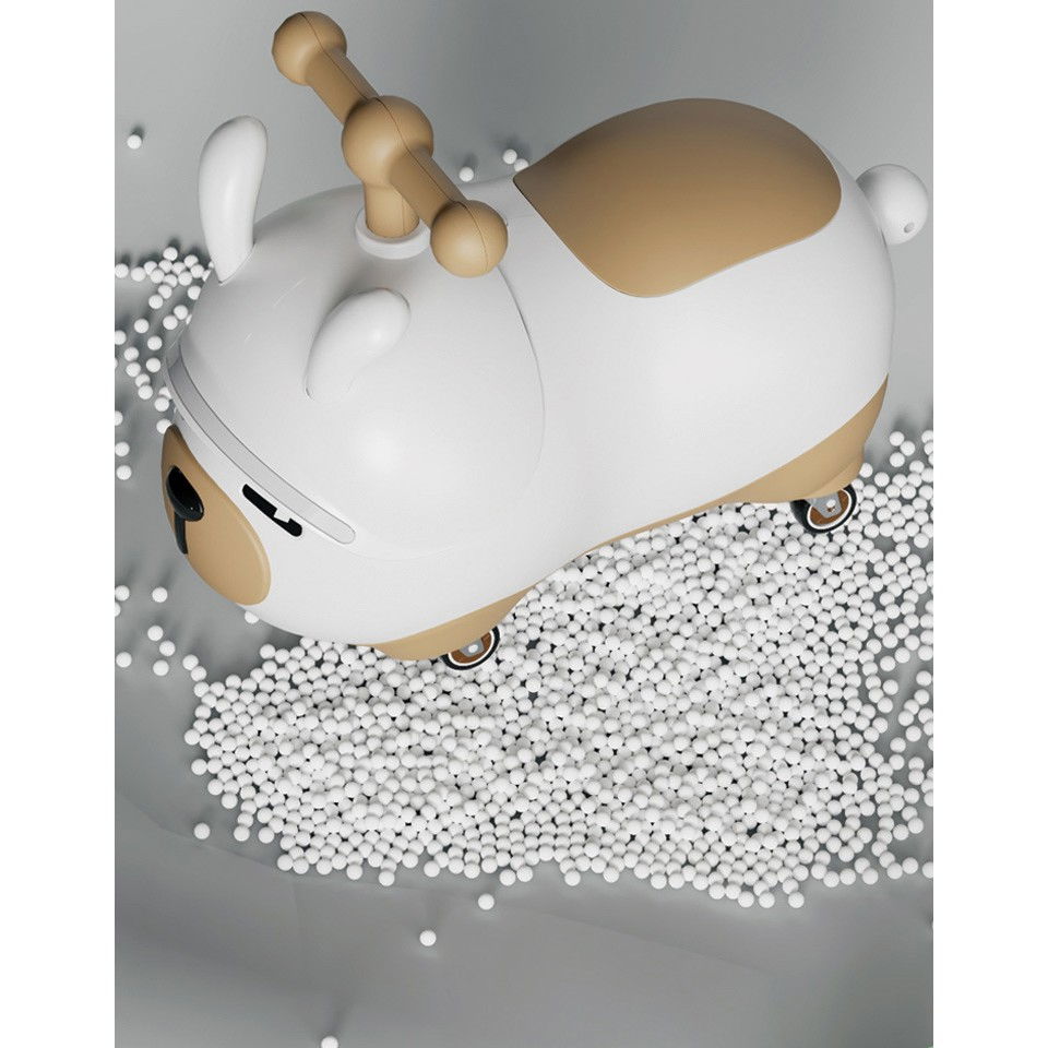 Masinuta ride-on  sistem anti-rasturnare, sistem de lumini si sunet, bluetooth, 1-3 ani, model catel, 43 x 33 x 26 cm, alb - maro [4]