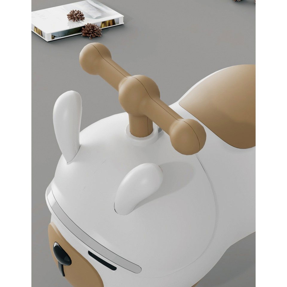 Masinuta ride-on  sistem anti-rasturnare, sistem de lumini si sunet, bluetooth, 1-3 ani, model catel, 43 x 33 x 26 cm, alb - maro [5]