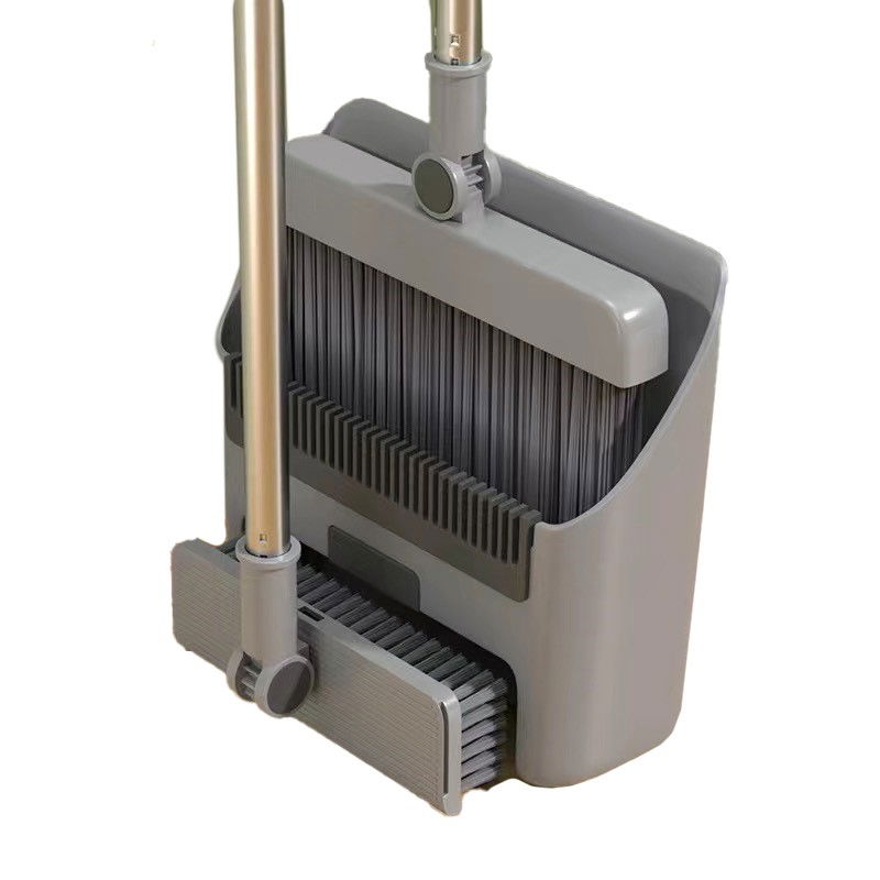 Matura perie si faras cu coada set 3 in 1, cu dinti de pieptene pentru curatare matura, rotativ, pliabil, detasabil, otel inoxidabil si polipropilena, gri inchis [1]