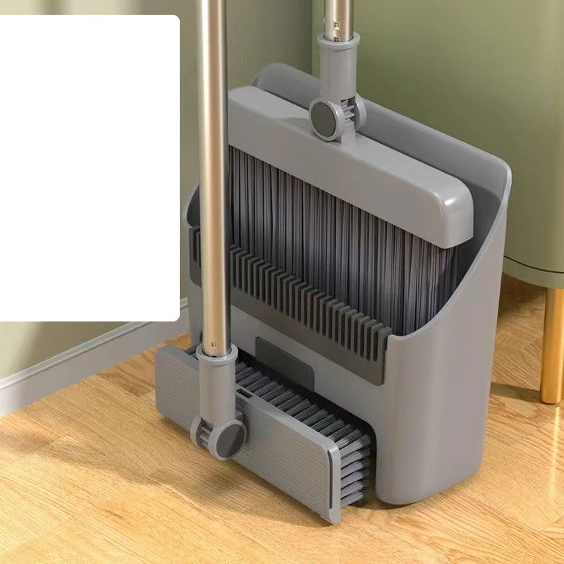 Matura perie si faras cu coada set 3 in 1, cu dinti de pieptene pentru curatare matura, rotativ, pliabil, detasabil, otel inoxidabil si polipropilena, gri inchis [2]