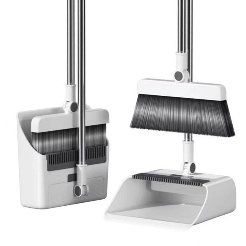 Matura perie si faras cu coada set 3in1, cu dinti de pieptene pentru curatare matura, rotativ, pliabil, detasabil, otel inoxidabil si polipropilena, alb [2]